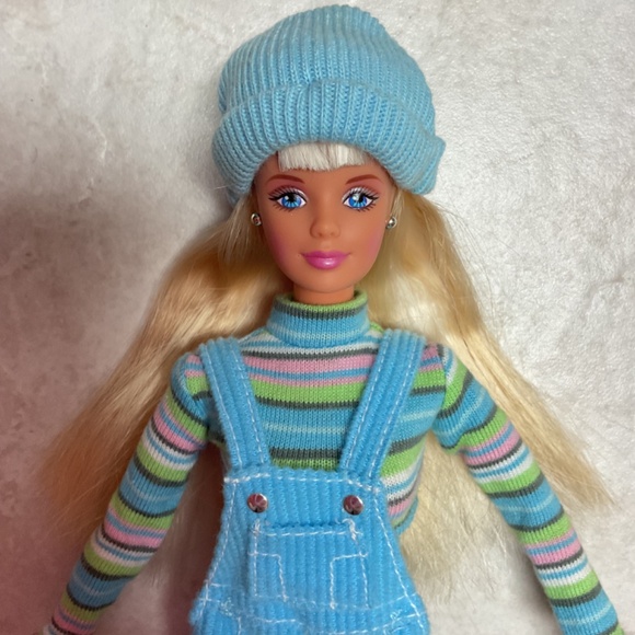 Barbie Cool Blue Corduroy Overalls Hat 90s - Picture 2 of 7